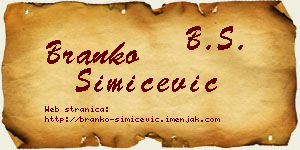 Branko Simićević vizit kartica